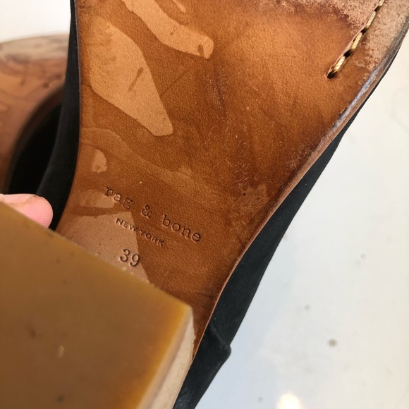 Rag & Bone Newbury black suede wood booties boots shoes - Picture 12 of 15